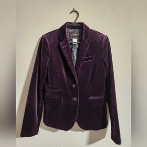 J. Crew Schoolboy Velvet Blazer Dark Purple Cotton Women’s size 0